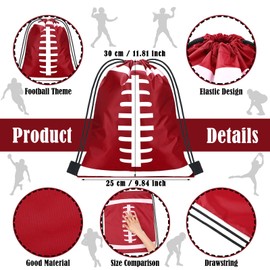 12 Pieces Small Sport Drawstring Bags Candy Bag Sport Party Drawstring Goodie Favor Bags Supplies Gifts (Football, 10 x 12 Inch)