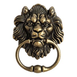 QWORK® Lion Head Knocker with Screws, Classical Antique Bronze Lion for Front Doors & Main Porches Accessories