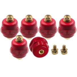 LBY 6pcs Busbar Insulator, SM-25 Polyester Standoff Insulators with Screw(M6), High-Strength Wire Junction Post, Resin(Red)