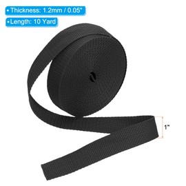 PATIKIL Correa de Cinta de Polipropileno de 1", 10 Yardas Cinta de Tejido Pesado para Sillas para Uso en Interiores y Exteriores, Escalada DIY, Negro