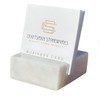 Elegant White Carrara Marble Square Business Card Holder for Desk