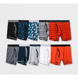 Cat & Jack Boxer Briefs Jungle Print Boys XS (4/5) Multi Designs 10 Pack