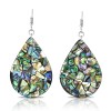 AeraVida Alluring Mosaic Abalone Seashells Handcrafted Teardrop Dangle Earrings