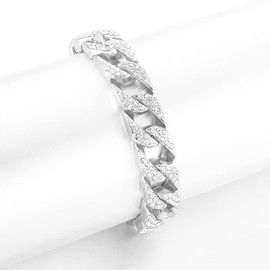 HH Bling Empire 14K Gold and Silver Bracelets Diamond Tennis and Cuban Link Bracelet for Men Women Hip Hop Jewelry (14mm Cuban-Silver-7.5")