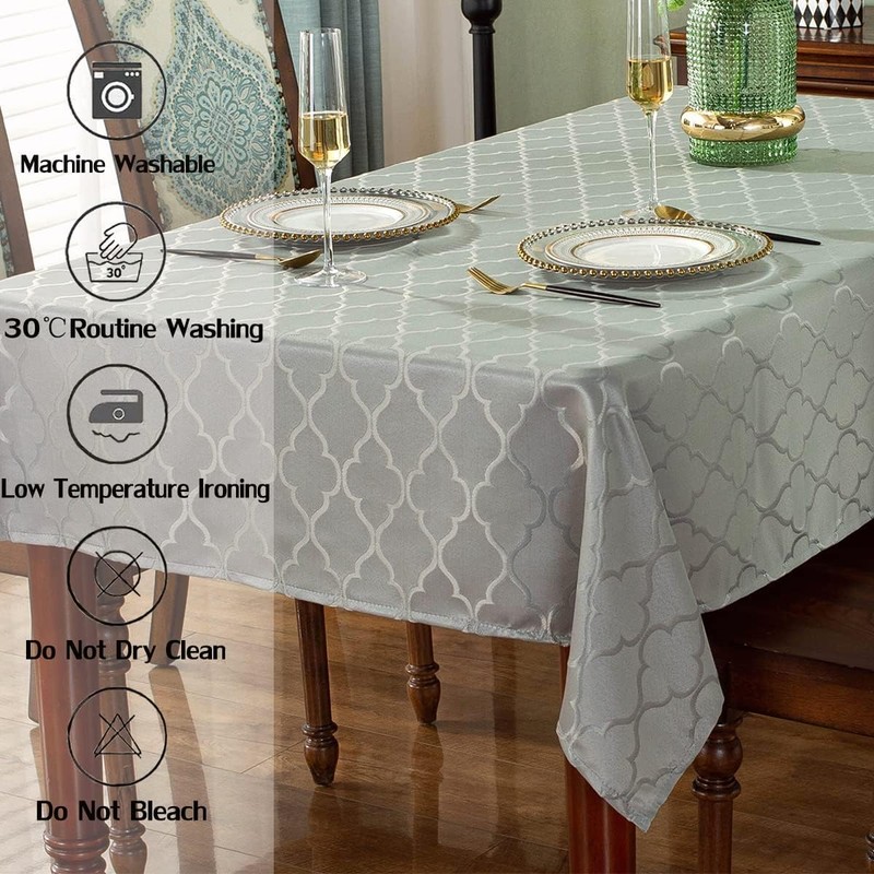 SASTYBALE Christmas Jacquard Tablecloth Square Damask Fabric Table Cloth, Water