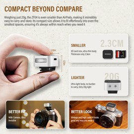 ZENIKO ZF04 Mini Camera Flash CCT 6500 K ± 200 K 372 Full Power Flashes 2 Power Levels Compatible with Canon Nikon Sony Fuji Olympus Panasonic (Silver)