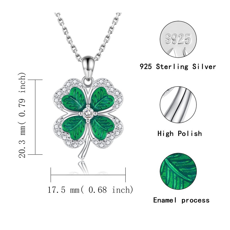 Shamrock St. Patricks Day Earrings Necklace 925 Sterling Silver Green