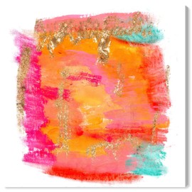 The Oliver Gal Artist Co. Abstract Wall Art Canvas Prints 'New Yorker in Spring' Home Décor, 12" x 12", Orange, Pink