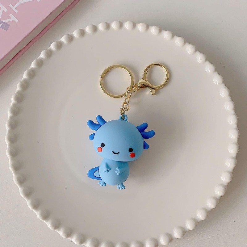 GIKILEE Cute Axolotl Keychain Kawaii Aesthetic Animal Keyring for Backpacks