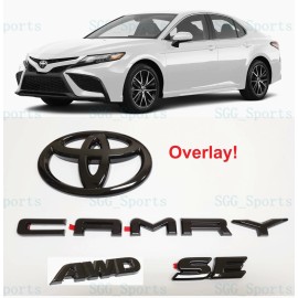 Toyota 2018 - 2024 TOYOTA CAMRY SE AWD GLOSS BLACK EMBLEM OVERLAY KIT (00016-32092)