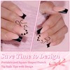 EternalClassic Black French Tip Press on Nails Long Square, Matte