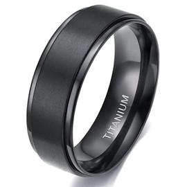 Zakk Men's Women's Titanium Engagement Rings Wedding Rings Brushed Black 4 mm 6 mm 8 mm, Titanium, Black-8mm