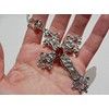 Large Gothic Cross Necklace silver-tone pendant on 24" steel chain