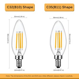 Brtstiun E12 LED Candelabra Bulbs 40 Watt Equivalent, 2700K Soft Warm White, 470 Lumens, C35 Dimmable LED 4W B11 Ceiling Fan and Chandelier Light Bulb, 6 Pack