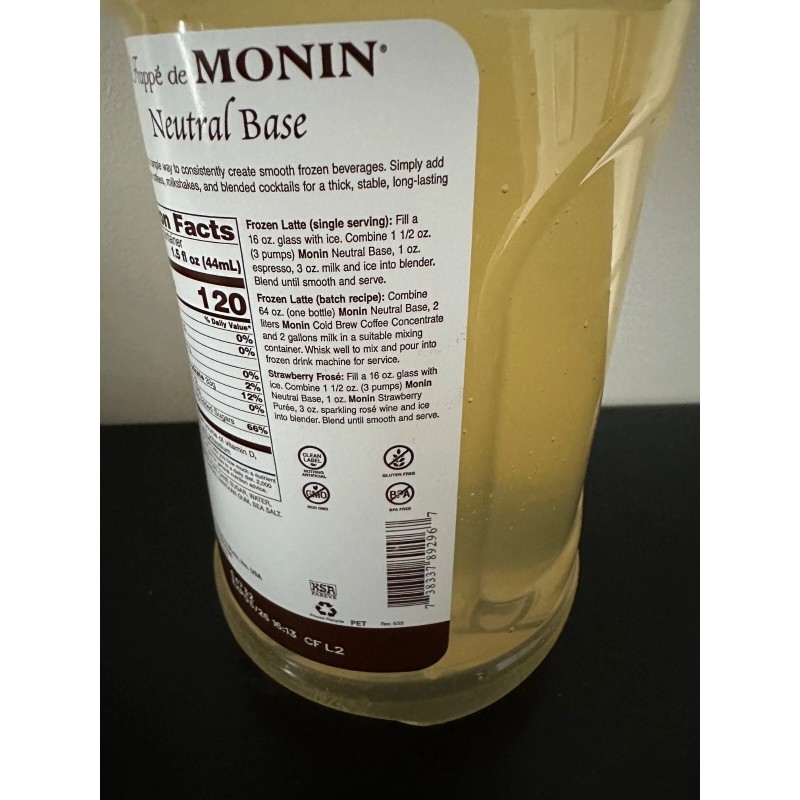 LE FRAPPE DE MONIN NEUTRAL BASE UNOPENED BRAND NEW 64