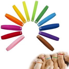 Kitten Puppy Collars Set of 12 Colors Pet Identification Collar Number 1 to 12 Newborn Pet Puppy & Kitten Identification Double-Sided Flexible Material Adjustable Velcro Easy to Put on and Take Off