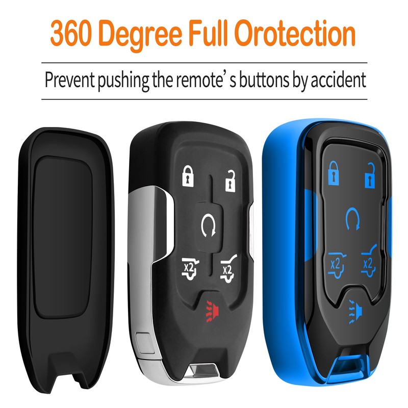 Sindeda for Chevy Key Fob Protective Cover TPU and Leather