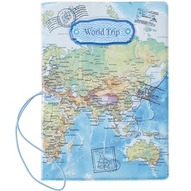 CREATCABIN Passport Holder Passport Cover Flight Tickets Case Slim Portable Wallet Travel Thin World Map Waterproof PVC Credit ID Card Slot Passenger Tickets for International Women Men Dodger Blue