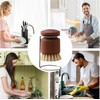 Dish Scrub Brush with Holder - Ergonomic Wooden Kitchen Cleaning