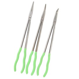 OEMTOOLS 22660 16 Inch Long Nose 3 Piece Pliers Set, 90 Degree Pliers, Straight Pliers, and 45 Degree Pliers, Clamp Hoses and Handle Delicate Work Pieces in Narrow Spaces