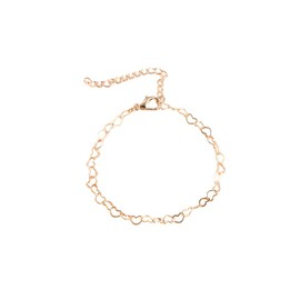Hollow Love Heart Link Chain Bracelet Sterling Steel Bracelet for Women-Gold