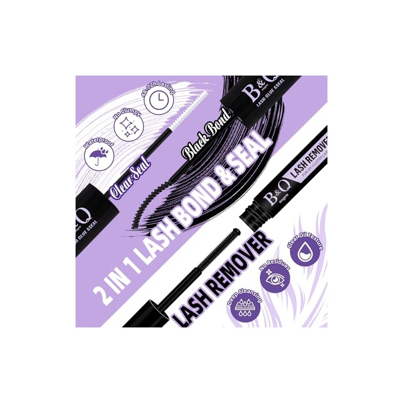 B&Q Fluffy Lash Clusters Kit UltraSoft Cluster Eyelash Extensions, 200D