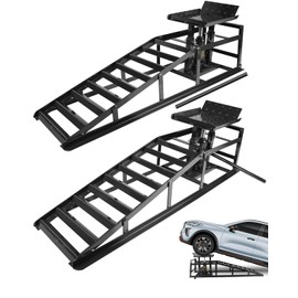 5 Ton Hydraulic Car Ramps, Adjustable 9.3-14 Inch Vehicle Lift Ramps for Cars/SUVs/Trucks, Anti-Slip Steel Auto Repair Ramps with Safety Chain Bolt, Garage Workshop Tools