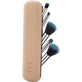 Funda para brochas de maquillaje Tamaño Grande. Protección para tus brochas de maquillaje. Funda de silicón. Soporte de viaje portátil impermeable para brochas. Color Nude.