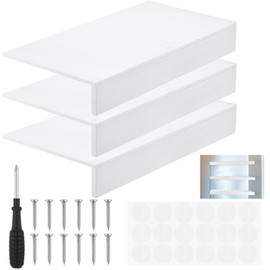 Hoolerry 3 Sets Wooden Wire Rack Covers for Removable Closet with 18 Wood Grain Stickers Wire Rack Covers Pantry Shelves Dividers for Bathroom Kitchen Shelving Upgrade(24 x 12 Inch,White)