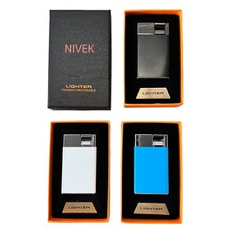 NIVEK Torch Lighter Lever Ignition Pocket Gentlemens Masculine Jet Lighter Refillable Smooth Classic Design with Gift Box Elegant (White)