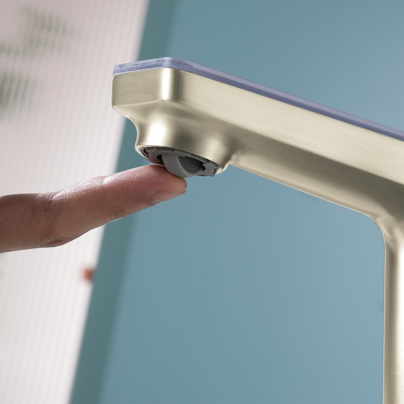 ICREEH LED Bathroom Faucet with Temperature Display, Brushed Gold Bathroom