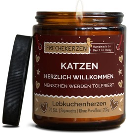 Lustige Duftkerze mit Spruch für Katzen Besitzer & Liebhaber | Handgemacht aus Sojawachs | In Geschenkbox | Nachhaltiges Valentinsgeschenk Gastgeschenk Katzenhalter Cat Lovers |Lebkuchen