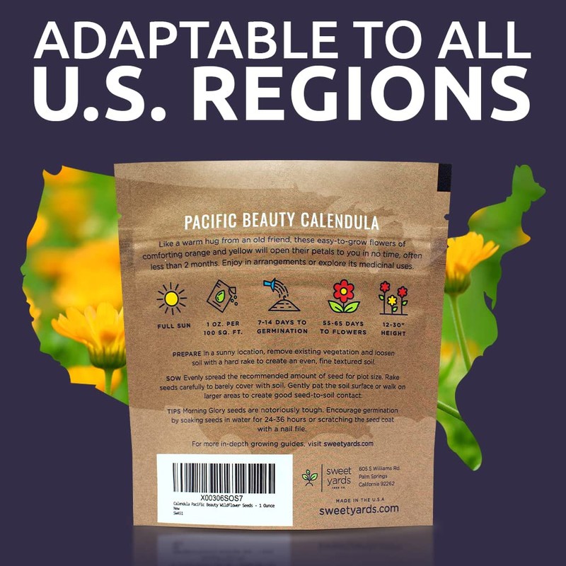 Calendula ‘Pacific Beauty Mix’ – Extra Large Packet – Over