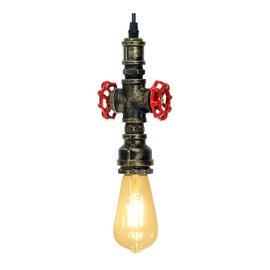 Kawell Vintage Pendant Light Fixtures Industrial Retro Ceiling Chandelier Creative Water Pipe Hanging Light Fixtures Art Deco Iron E26 60W Max for Bedroom Cafe Bar Restaurant Kitchen, Bronze Color