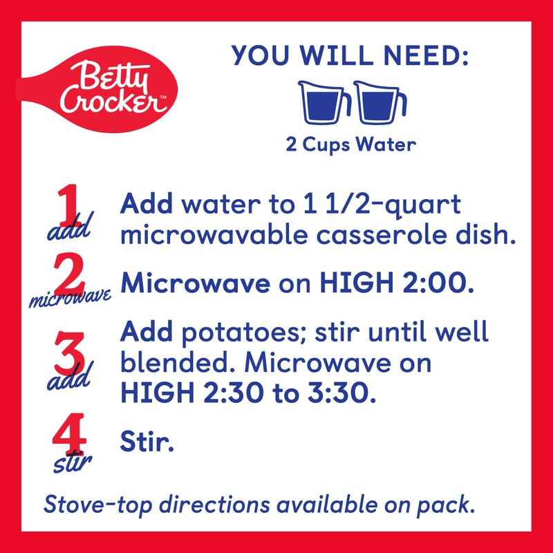 Betty Crocker Creamy Butter Mashed Potatoes, Made with Real Potatoes,