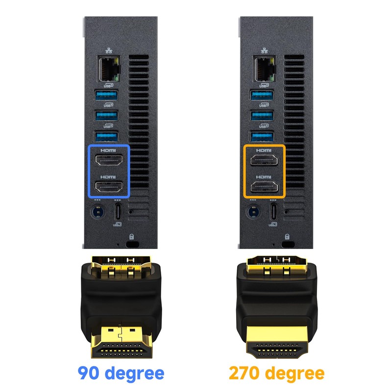VCE HDMI 90 and 270 Degree Adapter 6-Pack, Right Angle