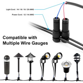 Fntek 100 Pack Low Voltage Landscape Light Wire Connector Outdoor 14-20 Gauge Cable Connectors for Landscape Path Lights Work with Malibu Paradise Moonrays and More
