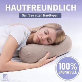 Luxoon Pack of 2 Bolster Covers with Zip, Covers for Neck Support Pillow, 100% Cotton, Soft, Washable and Tumble Dryable, 15 x 40 cm, Sand