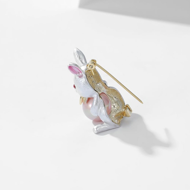 Kokoma Cute Rabbit Brooch Pin for Women Girls Crystal CZ