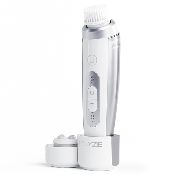 UTILYZE Radiant Pro - Smart Sonic Facial Cleansing Brush & Anti-Aging Face Massage Device, Rechargeable & Waterproof Face Scrubber Brush for Men & Women, Premium Electric Face Exfoliating Scrubber