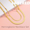 FindChic Gold Layered Necklaces for Women Dainty Flat Herringbone Chain