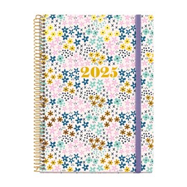 Miquelrius - 2025 Calendar Year Planner 155 x 213 mm Week to View Laminated Card Cover Spiral Bound Elastic Closure 80gsm Paper Catalan, English and Portuguese