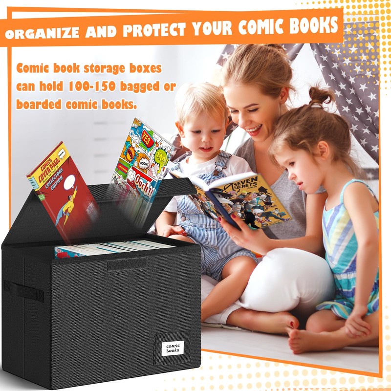 Leffis 6 Pack Comic Book Storage, Collapsible and Stackable Comic