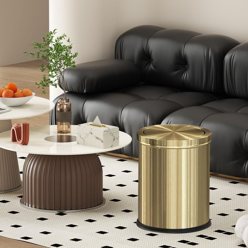 LEASYLIFE 15L/4GAL Gold Bathroom Trash Can, Small Waste Basket with