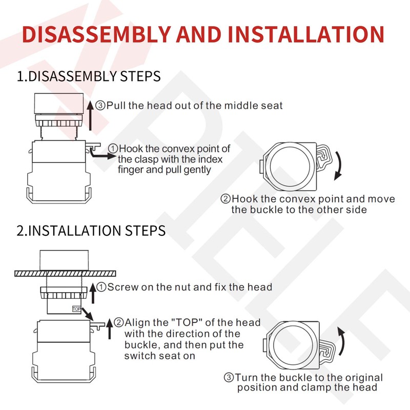 APIELE 22MM Momentary Push Button Switch 1NO 1NC Metal Head