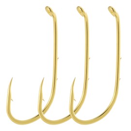 Dr.Fish 100 Pack Baitholder Hooks, Gold Fishing Hooks Freshwater Trout Crappie Panfish Hooks Walleye Rig Bass Fishing Down-Turned Eye Live Bait Hook Worm Crawler Hooks #10