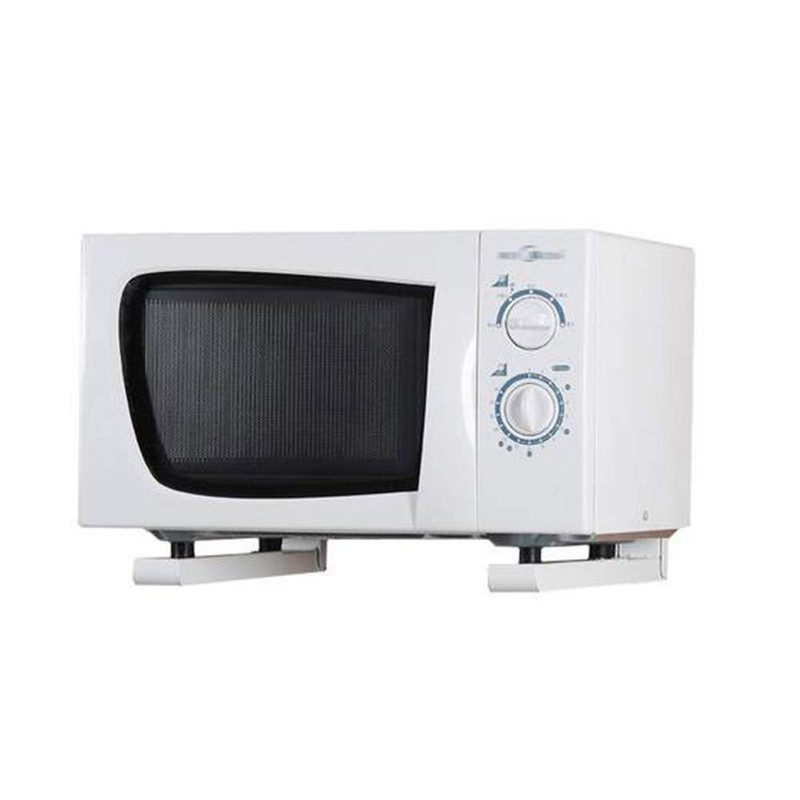 Nueva plegable blanco estiramiento estante expositor para horno microondas abrazadera