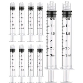 50 Pack 3ml Syringes Luer Lock with Measurement, Plastic Syringe for Scientific Labs, Liquid Dispensing and Refilling, Multiple Uses Measuring Syringe Tools