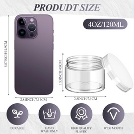 Patelai 60 Pcs Plastic Container Jars with Lids Round Clear Travel Cosmetic Container Jars for Toiletries, Lotion, Cream, Ointments, Makeup, Rhinestone, Samples, Kitchen Storage(Black,4 oz)