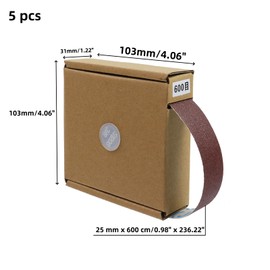 UTALIND 5 Pcs Emery Cloth Sand Paper Assortment Pack, 25 mm x 6 m Gauze Sandpaper for Wood Furniture, Metal, Automotive, Craft Polishing (150 240 320 400 600 Grit)